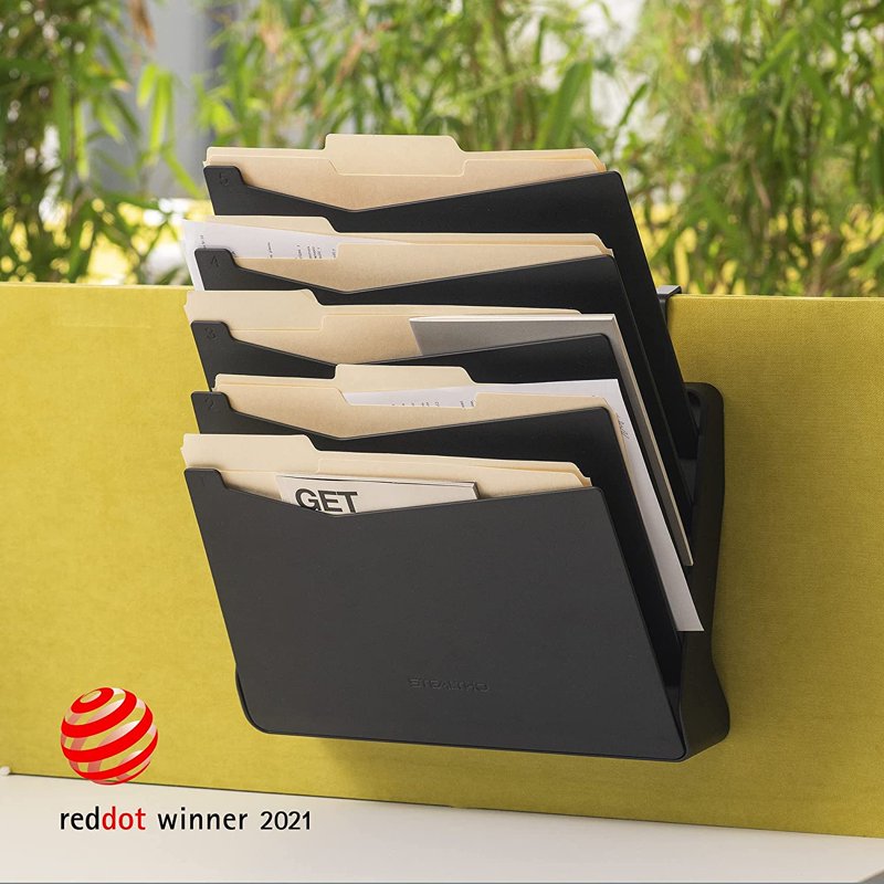 Wall & Desk File Organizer with 5 Trays - Black Office Storage Solution