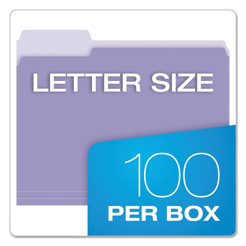 Lavender Two-Tone File Folders - Letter Size, 1/3 Cut Tabs, Pack of 100