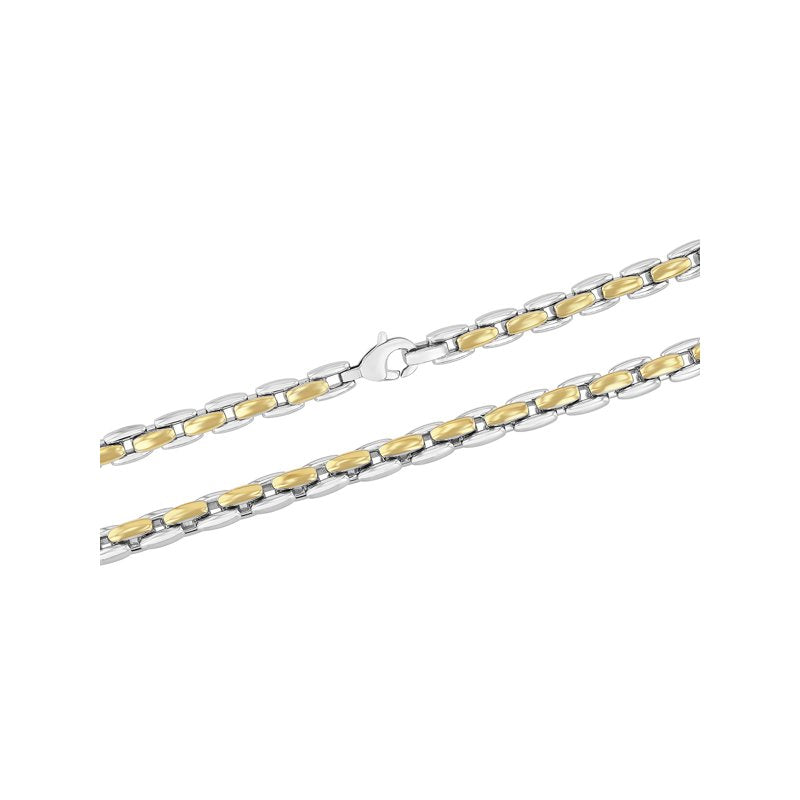 Men's Two-Tone Stainless Steel H-Link Chain Necklace 24 Inches - Modern Jewelry
