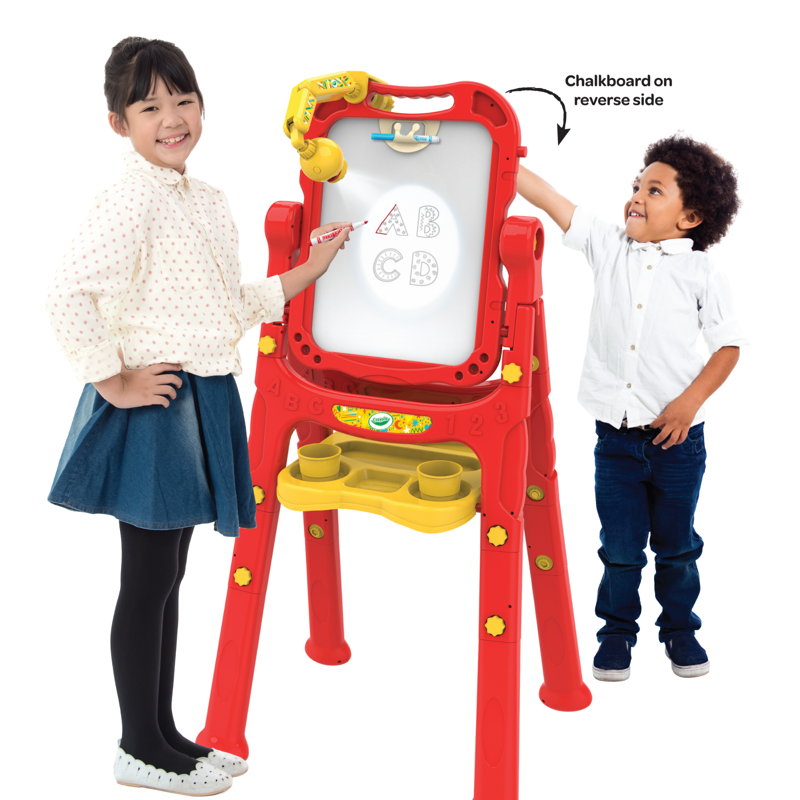 Kids Double-Sided Art Easel with Projector and Accessories - Adjustable Height