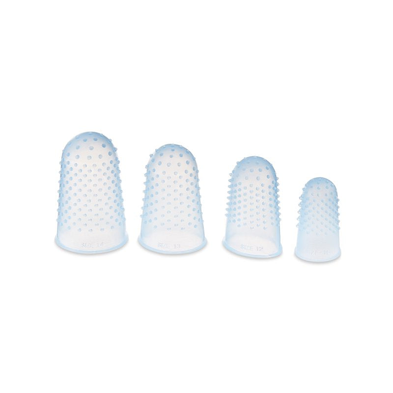 Silicone Fingertip Protectors Blue 12 Pack - Finger Guards for Crafts & Office