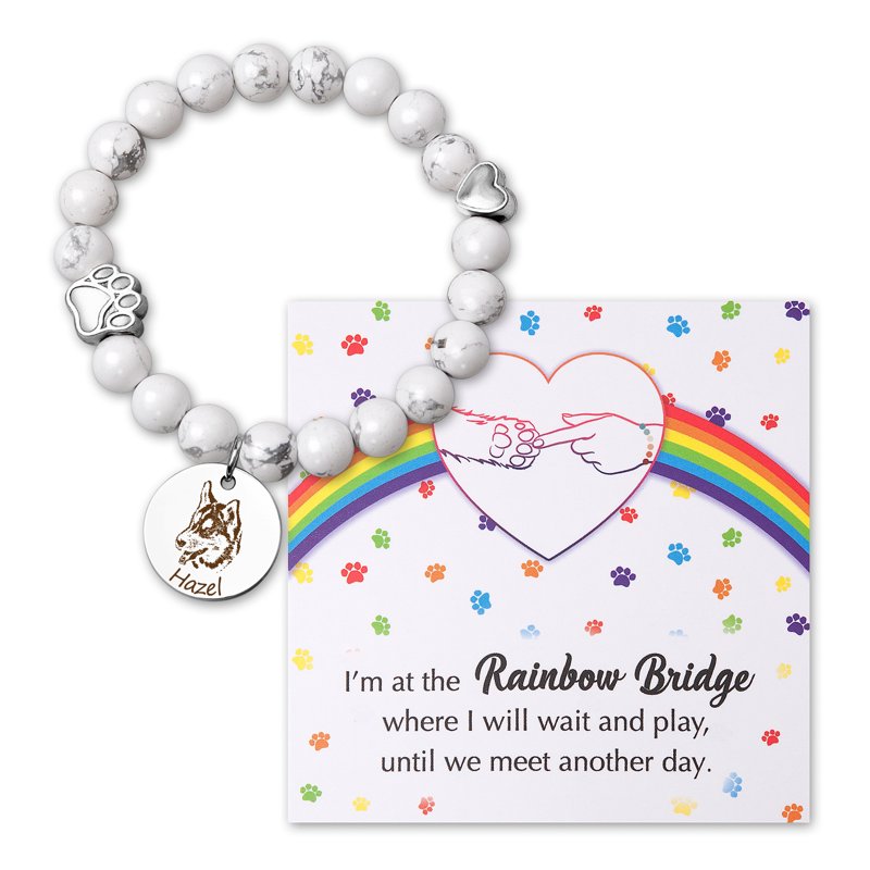 Personalized Pet Memorial Bracelet - Dog Remembrance Jewelry, Custom Engraved