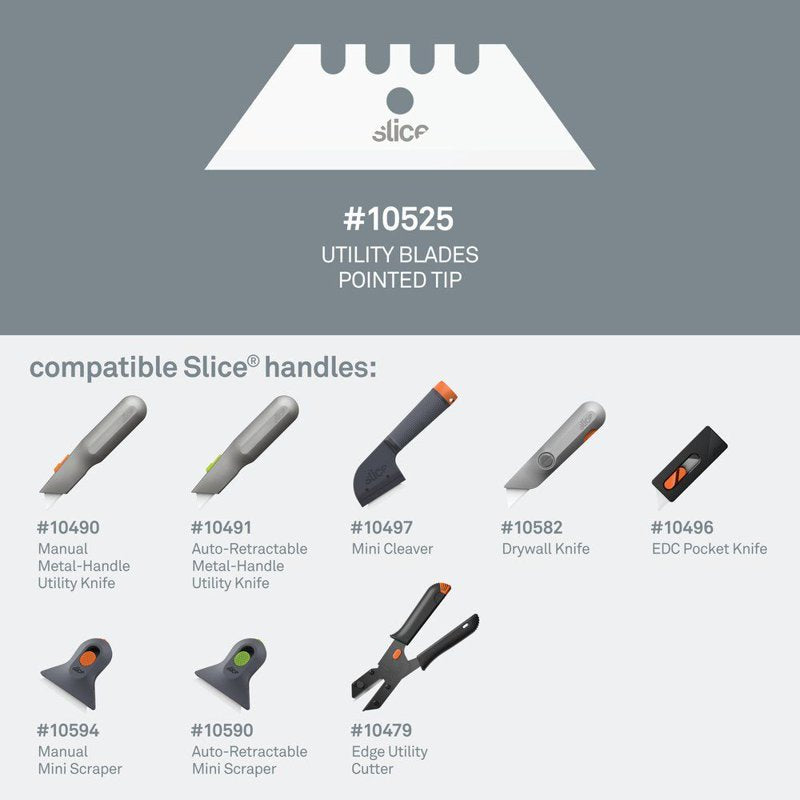 Ceramic Utility Blades with Pointed Tip - Finger-Friendly, Rust-Free Pack of 2
