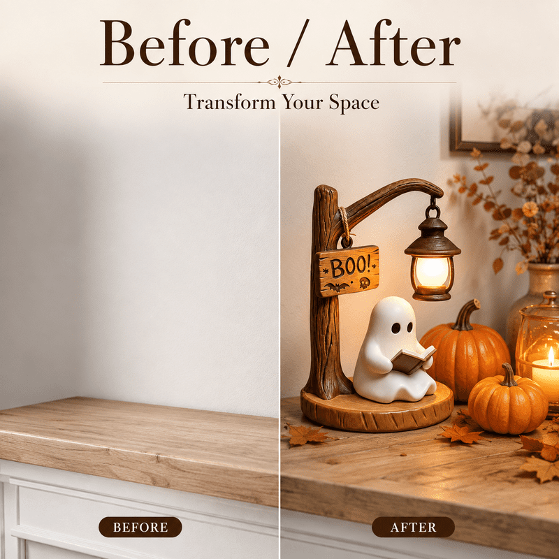 Halloween Ghost Reading Night Light - 3D Resin Spooky Desk Lamp, Warm Glow, Indoor Decoration, Party Gift