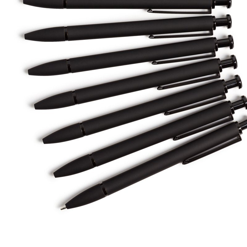 Ballpoint Pens Set - Soft Touch Matte Black Ink 12 Count