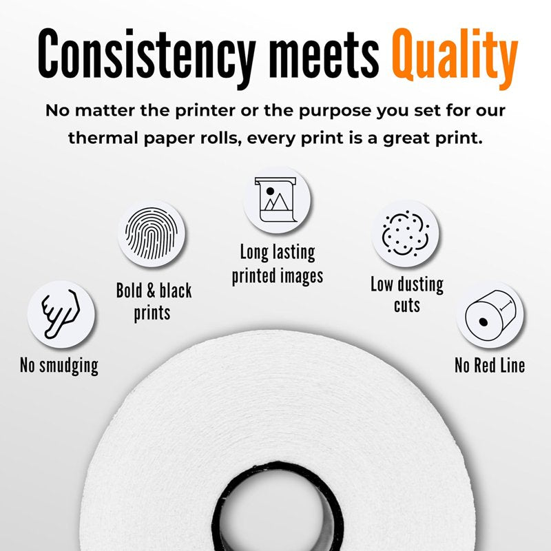 Thermal Paper Rolls for POS & Cash Registers - 50 Rolls, Multiple Sizes & Counts