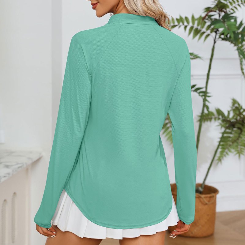 Women's Golf Polo Shirt Long Sleeve UPF 50+ Sun Protection Active Top