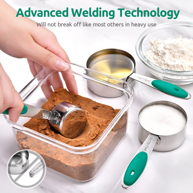 U-Taste 18/8 Stainless Steel Measuring Cups & Spoons Set - Teal, 10 Pcs