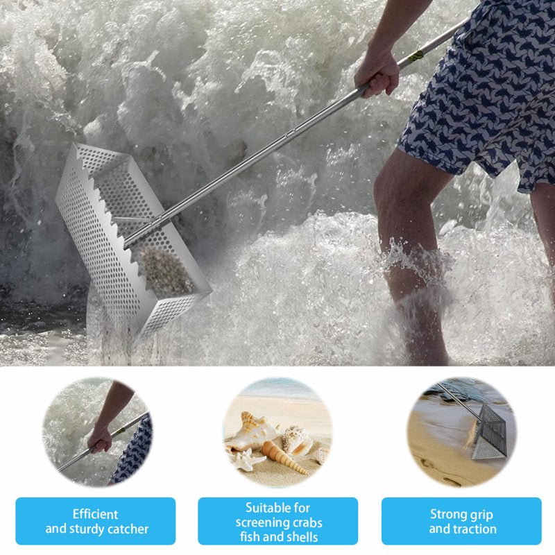 Stainless Steel Beach Sand Scoop & Shell Shovel Set for Crabs Shells and Sand Screening