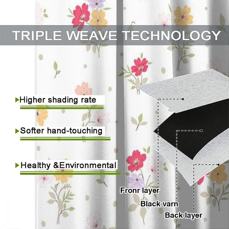 Colorful Floral Curtains - Modern Window Drapes for Bedroom & Living Room