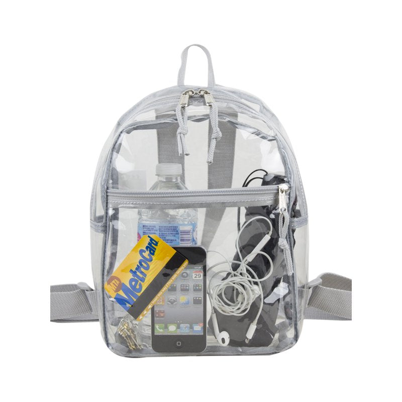 Unisex Clear Mini Backpack with Front Zip Pocket - Lightweight & Durable