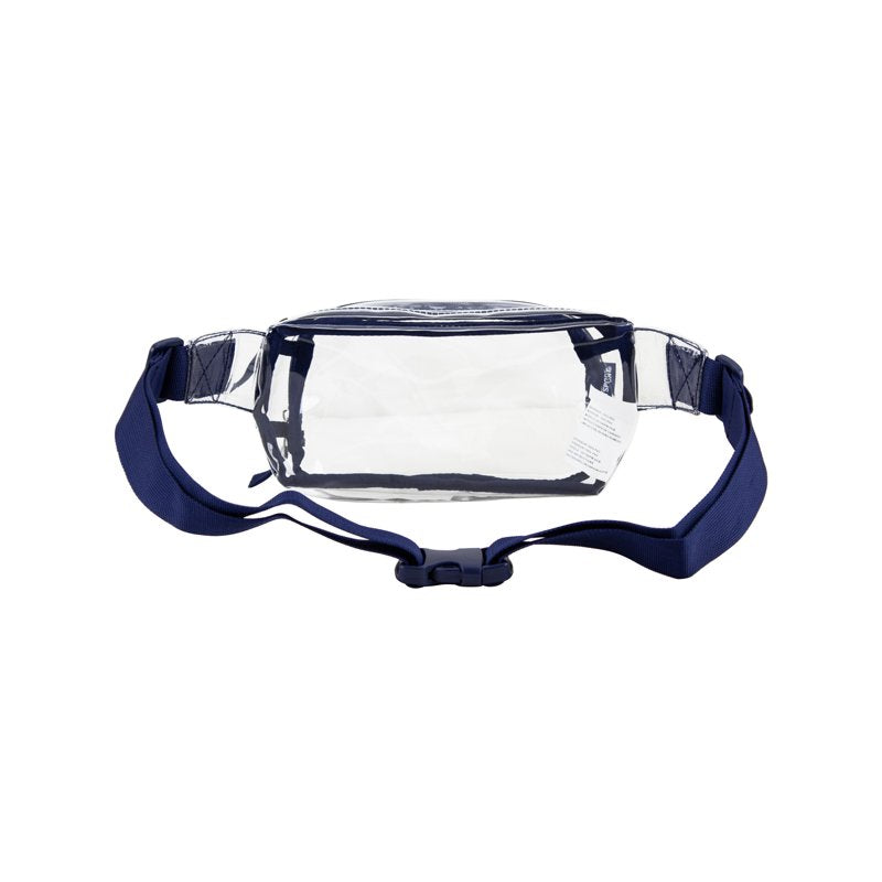 Unisex Adjustable Waist Fanny Pack with Transparent Blue or Red Panel