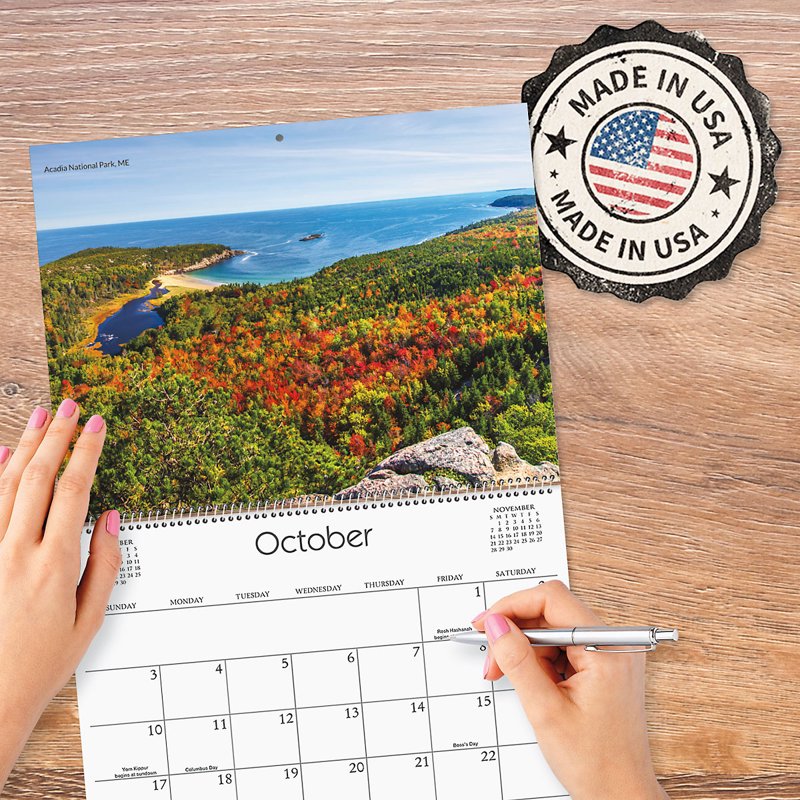 National Parks Wall Calendar 12x9 Inch Closed 18x12 Open Spiral-Bound Office & Home