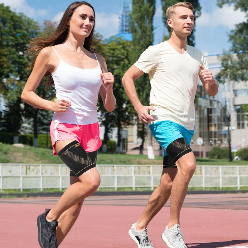 Copper Thigh Compression Sleeves Support for Running Workout Recovery - All Sizes