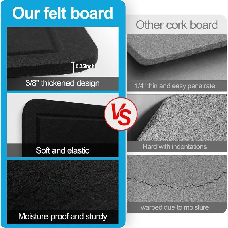Large Felt Bulletin Board for Wall 24x36 Inch Frameless Cork Notice Board