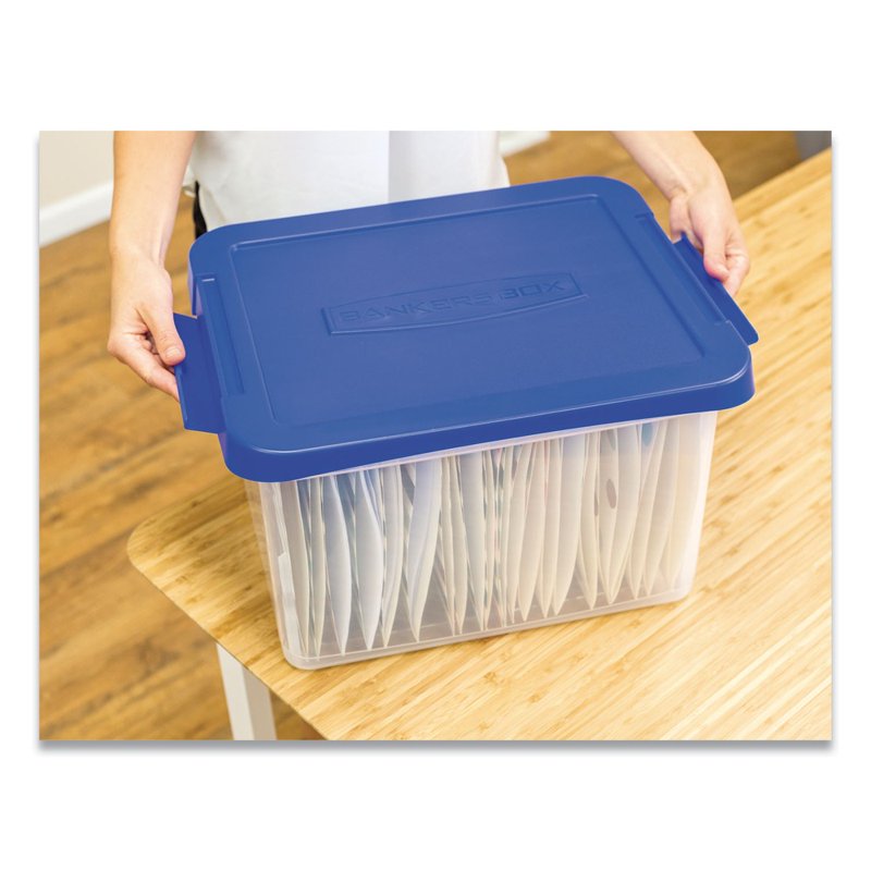 Heavy Duty Plastic File Storage Box 14 x 17.38 x 10.5 Inches Clear Blue 2 Pack