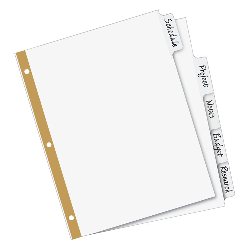 Write & Erase Divider Tabs - Reusable Big Tab Paper Dividers, 5 Sets of 23075