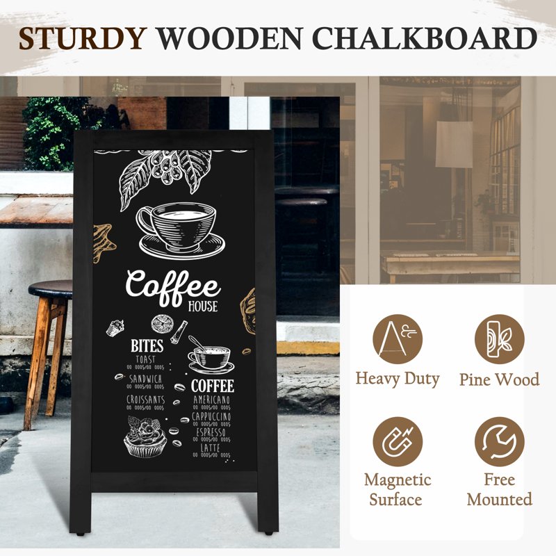 40x20 Inch Double-Sided Magnetic A-Frame Chalkboard Sign for Restaurants & Events