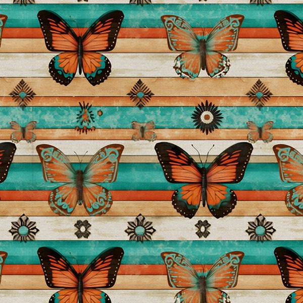 Cotton Quilt Fabric - Butterfly Woodwork Multicolor 44-Inch Precut