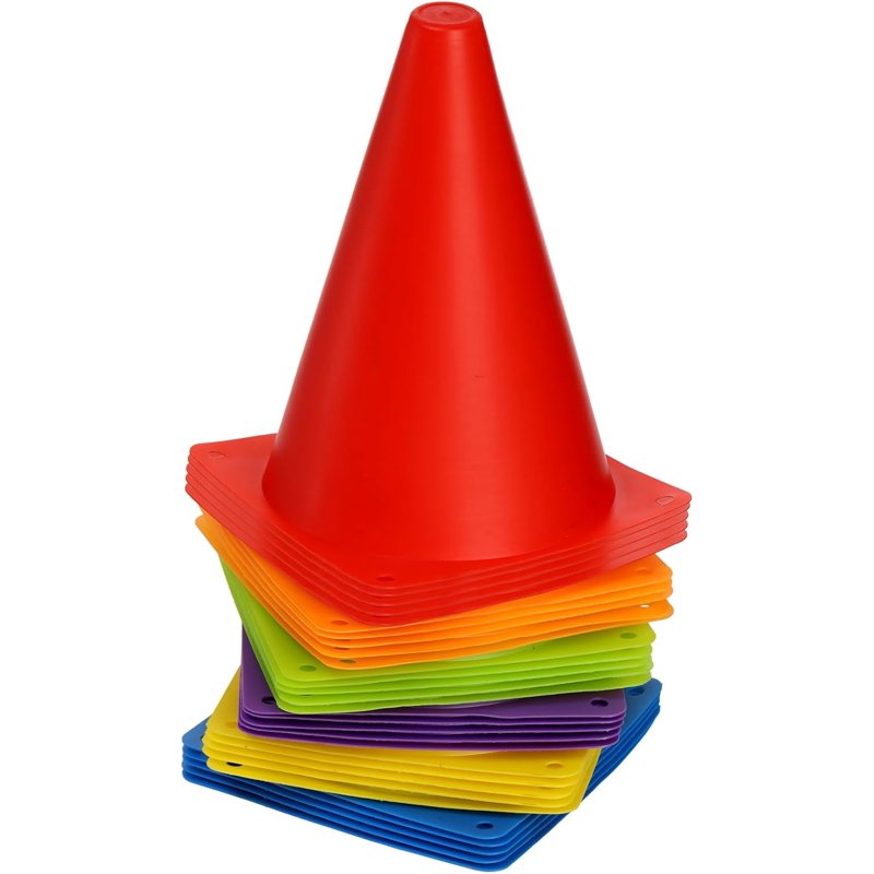 30 Pack 7-Inch Plastic Traffic Cones for Sports Training & Outdoor Activities