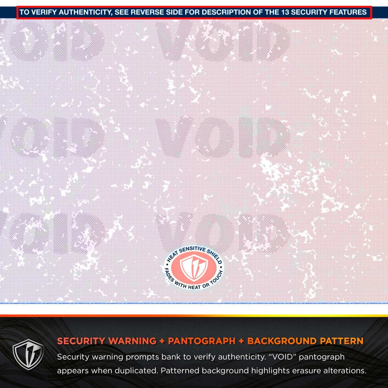 Business Checks - Blue/Red Prismatic Top Check Stock 8.5 x 11 Inches, 500 Sheets
