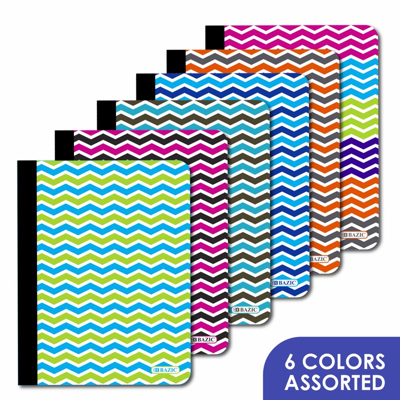 Chevron Composition Notebook College Ruled 100 Sheets Assorted Colors 48 Pack