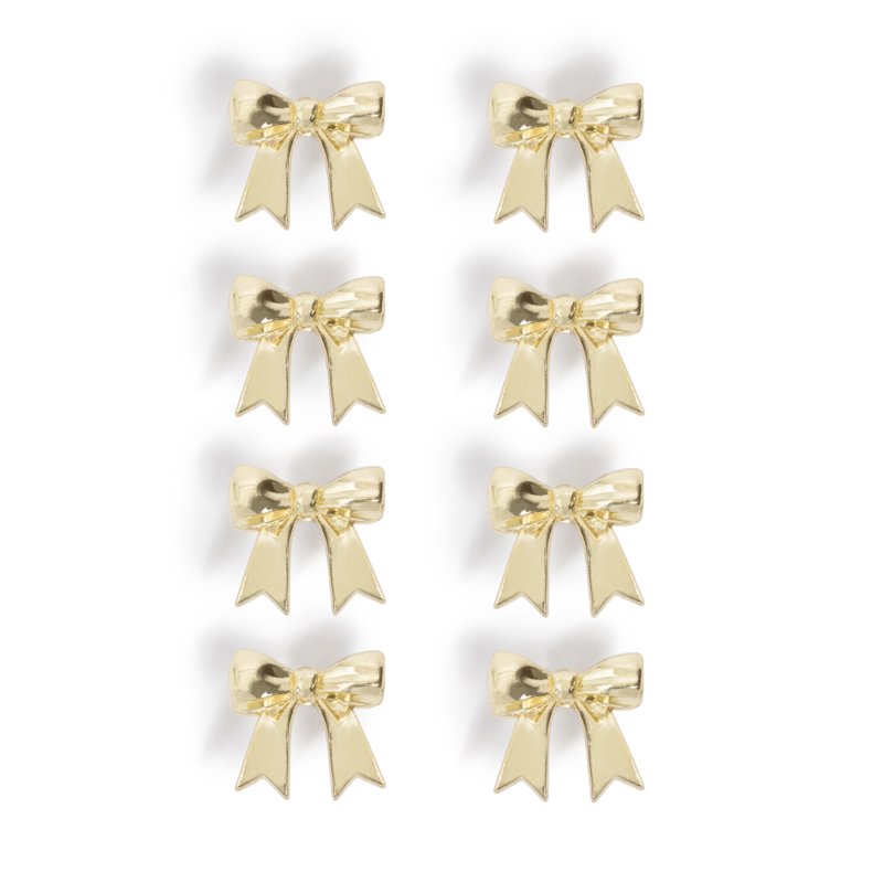 Gold Ribbon Push Pins Set of 8 for Bulletin Boards and Corkboards