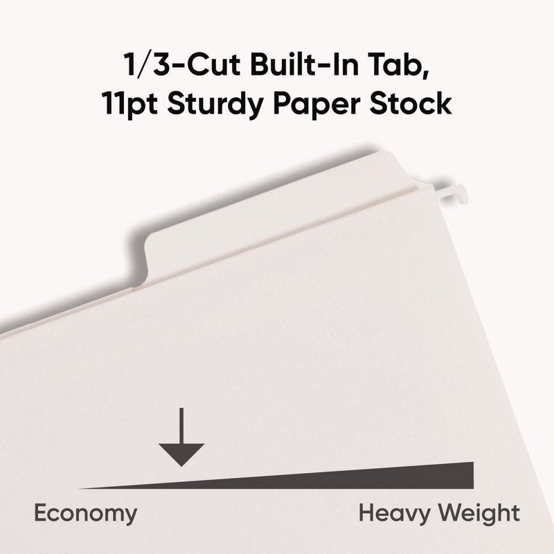 White Hanging File Folders with Built-In 1/3-Cut Tabs - Letter Size, Pack of 20