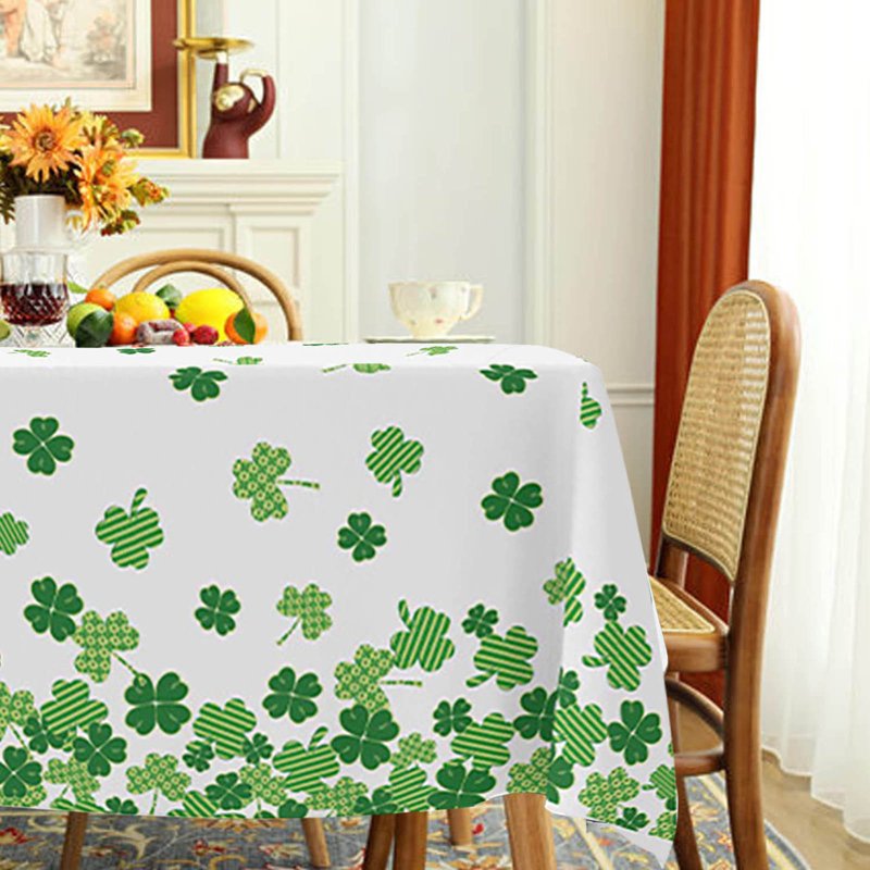 Waterproof St Patrick's Day Tablecloth - 137x183cm Green Shamrock Celebration