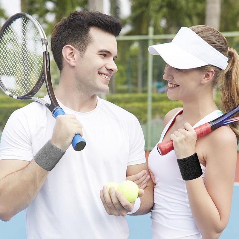 Absorbent Cotton Wrist Sweatbands for Sports & Fitness - Breathable Athletic Support