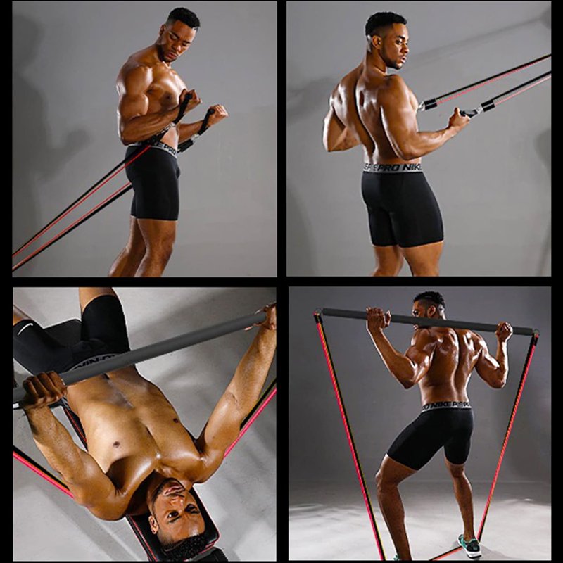 180Lb Pilates Bar Kit with Resistance Bands for Full Body Workout