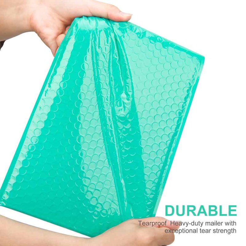 Poly Bubble Mailers Envelopes 4x8 Inches - Teal Protect Shipping (50 Pack)