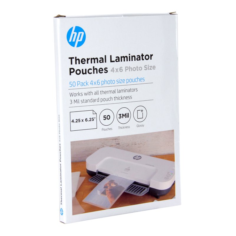HP 4x6 Photo Laminating Pouches - Glossy Finish, 50 Pack