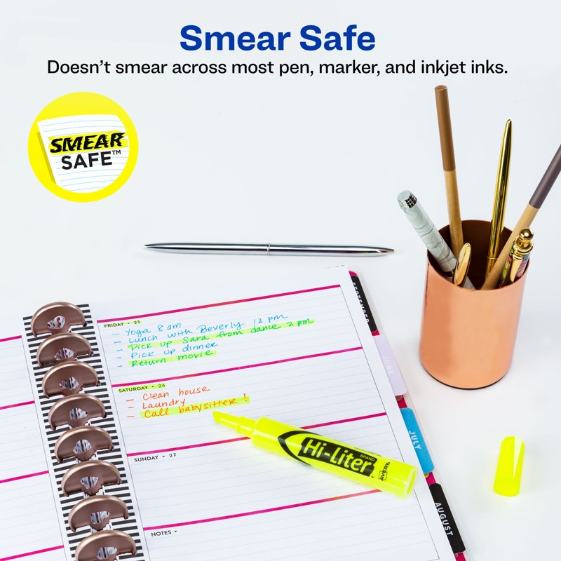 Highlighter Set 36 Fluorescent Yellow Desk-Style Markers - Smear-Resistant, Precise Chisel Tip