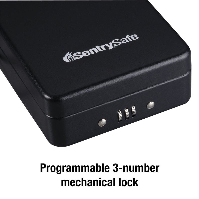 Portable Security Safe with Combination Lock, Tethering Cable, 5.9 x 8 x 2.6 Inches