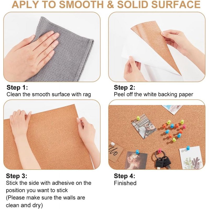 Self-Adhesive Cork Roll for DIY Wall Decor & Craft Projects 78x16 Inch