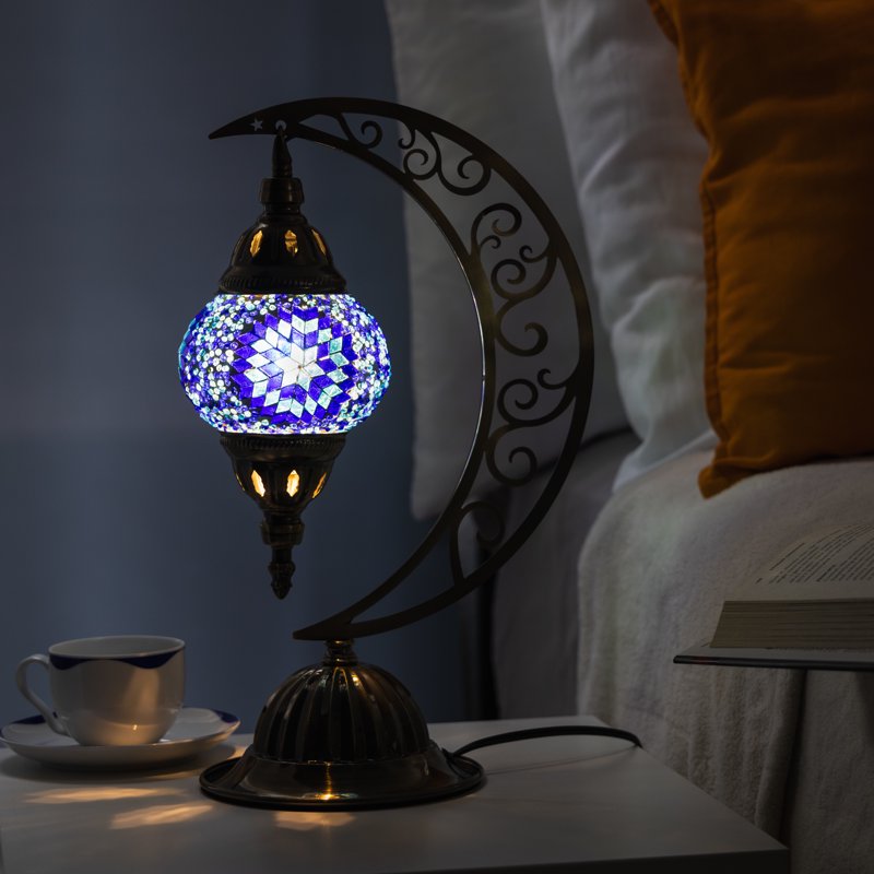 DIY Turkish Mosaic Moon Lamp Kit - Colorful Glass Table Light for Living Room & Bedroom
