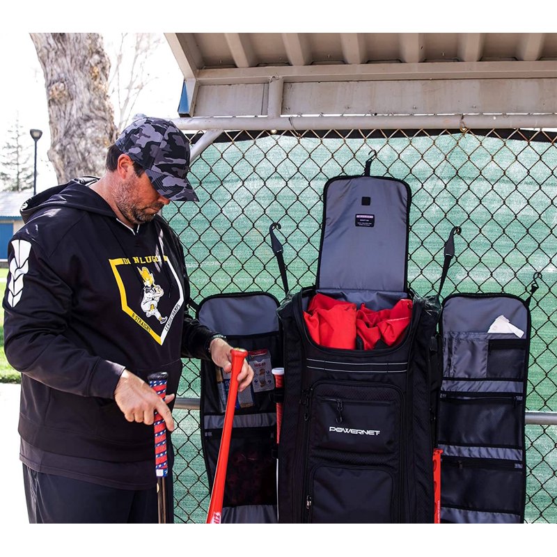 Baseball Travel Bag with Wheels & 20+ Pockets, Fits Catchers Gear & Bats