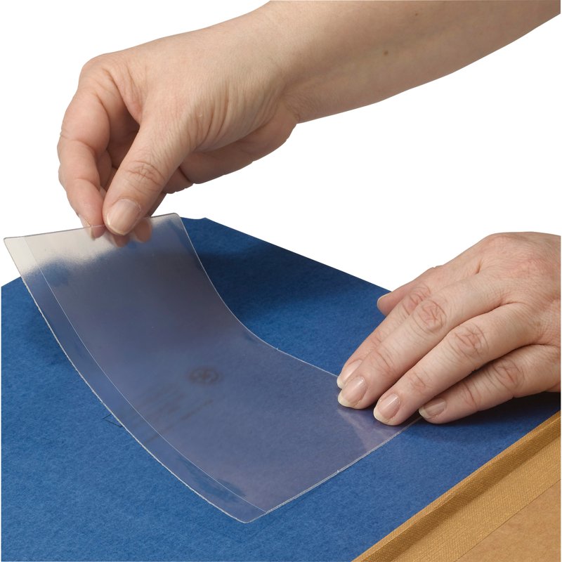 Self-Adhesive Poly File Pockets 6x4 Inch Clear Pack of 100 - Organize Files