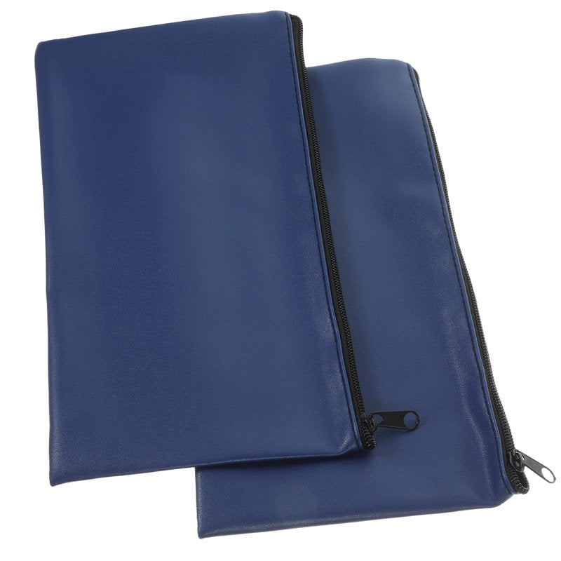 2-Pack Zippered Money Bags for Cash and Document Storage - PU Leather