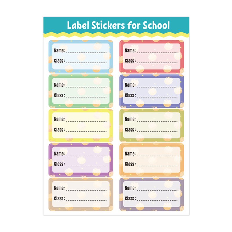 Colorful Border Name Labels for Students Waterproof Tear-Proof School ID Stickers
