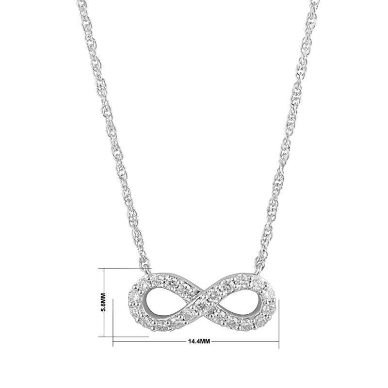 Lab Grown Diamond Infinity Pendant Necklace for Women in Silver - 1/5 Ct