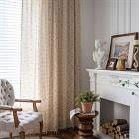 Boho Linen Curtains Set with Embroidery and Tassels - Semi-Transparent Window Drapes