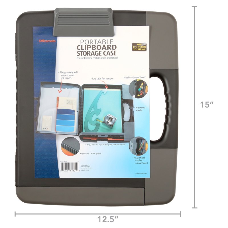 Portable Clipboard Storage Case with Filing Pockets - Heavy Duty Office Organizer