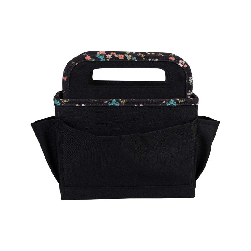 Collapsible Desktop Craft Organizer Caddy - Black Floral Storage Tote