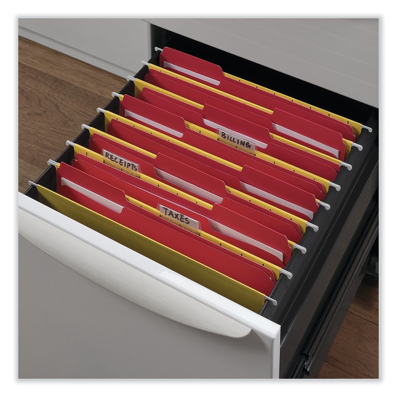 Assorted Top-Tab File Folders - Reinforced 1/3-Cut Letter Size, Red, 100/Box