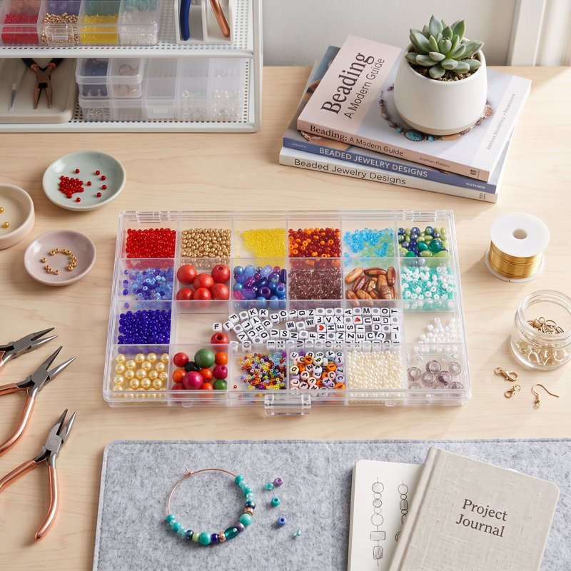 21 Compartment Plastic Bead Storage Box Clear Organizer for Jewelry Buttons Crafts