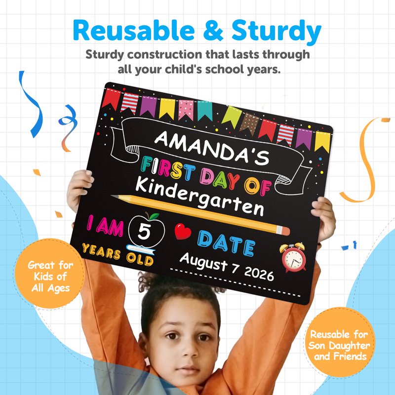 Reusable Double-Sided First Day and Last Day of School Chalkboard Sign - 11x14 Inches for Preschool & Kindergarten Photo Prop