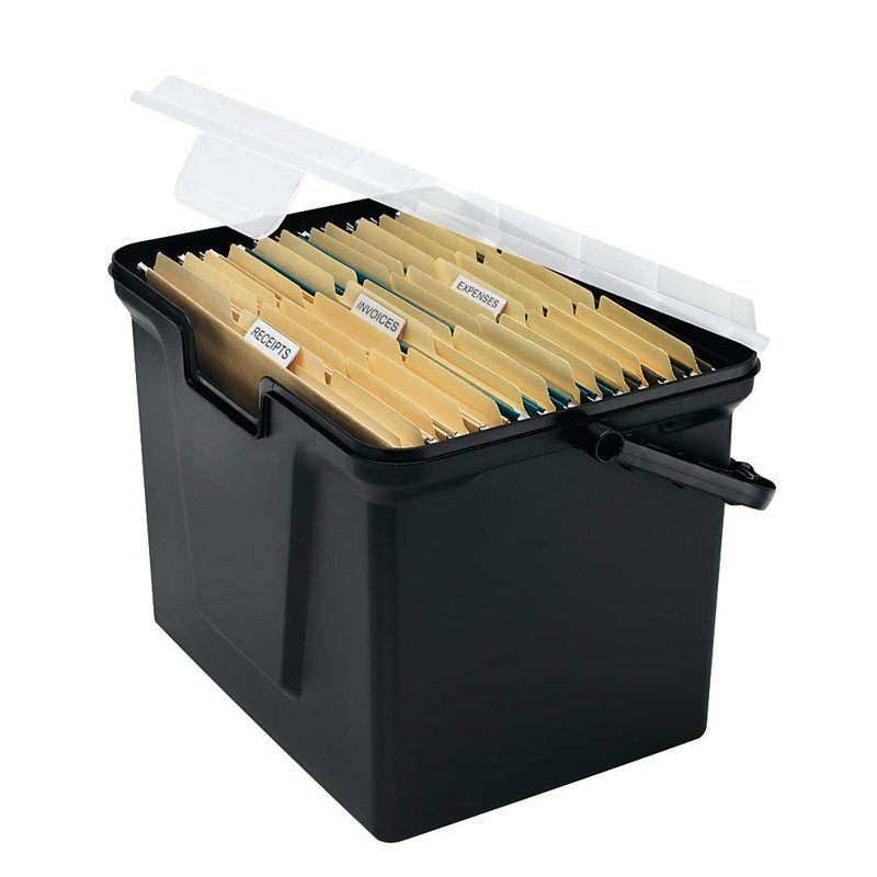 Recycled Portable File Box with Handle - Letter Size Storage Organizer