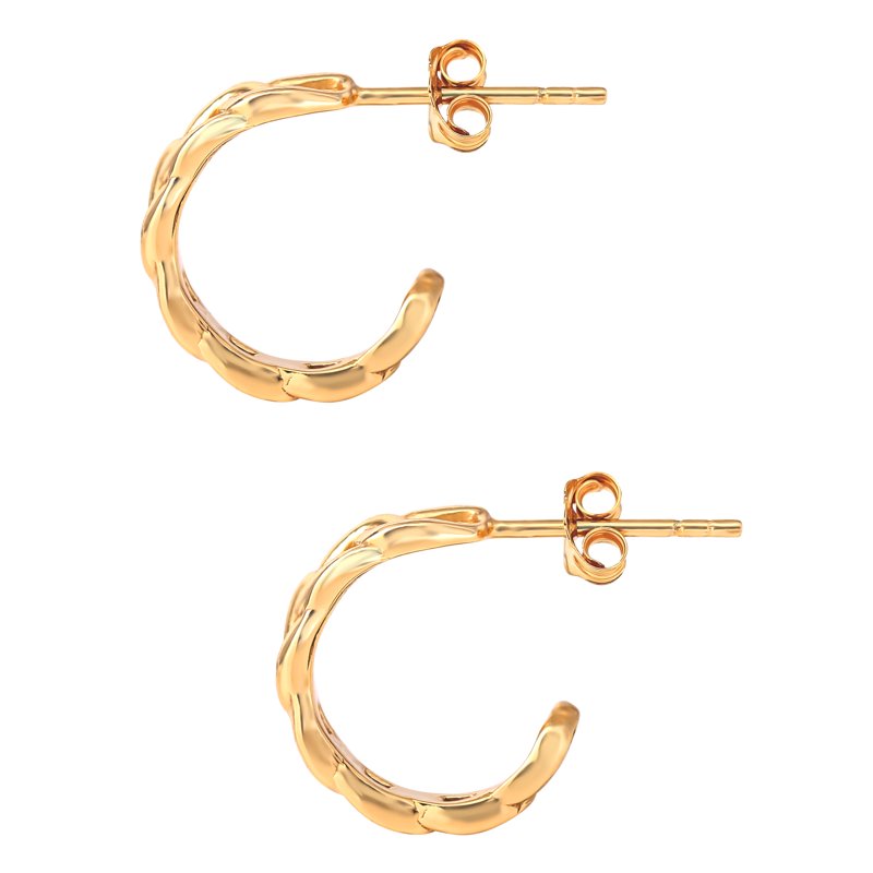 Sterling Silver Gold Plated Chain Hoop Earrings for Women